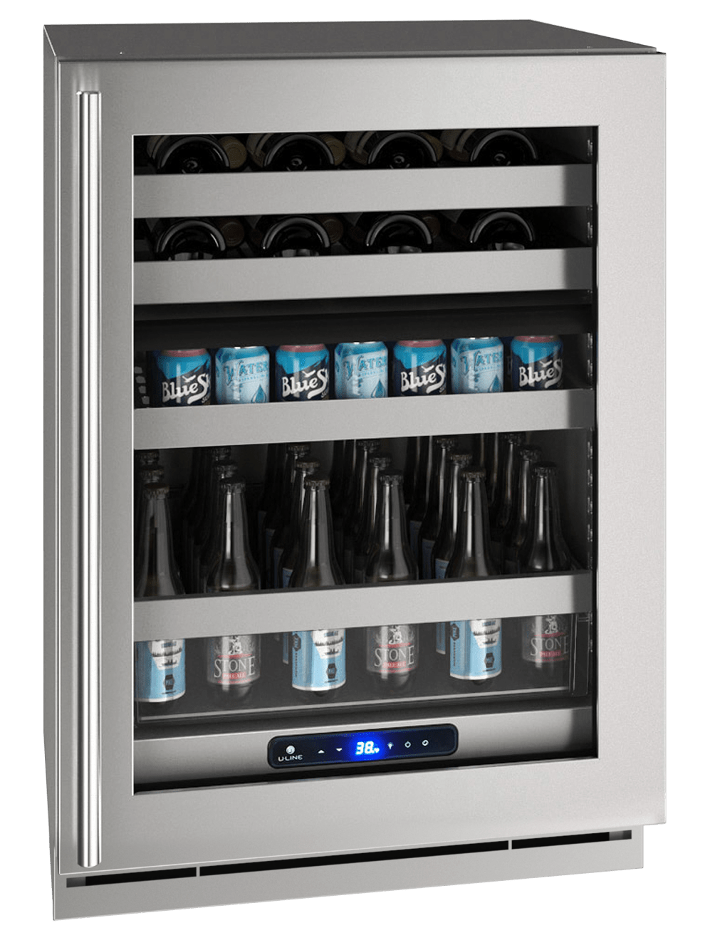U-Line HBD524 24" Dual-Zone Beverage Center Reversible Hinge Integrated Frame I Luxury Appliances Direct