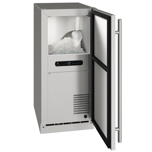 U-Line ONB115 / ONP115 15" Outdoor Nugget Ice Machine Reversible Hinge Stainless Solid I Luxury Appliances Direct