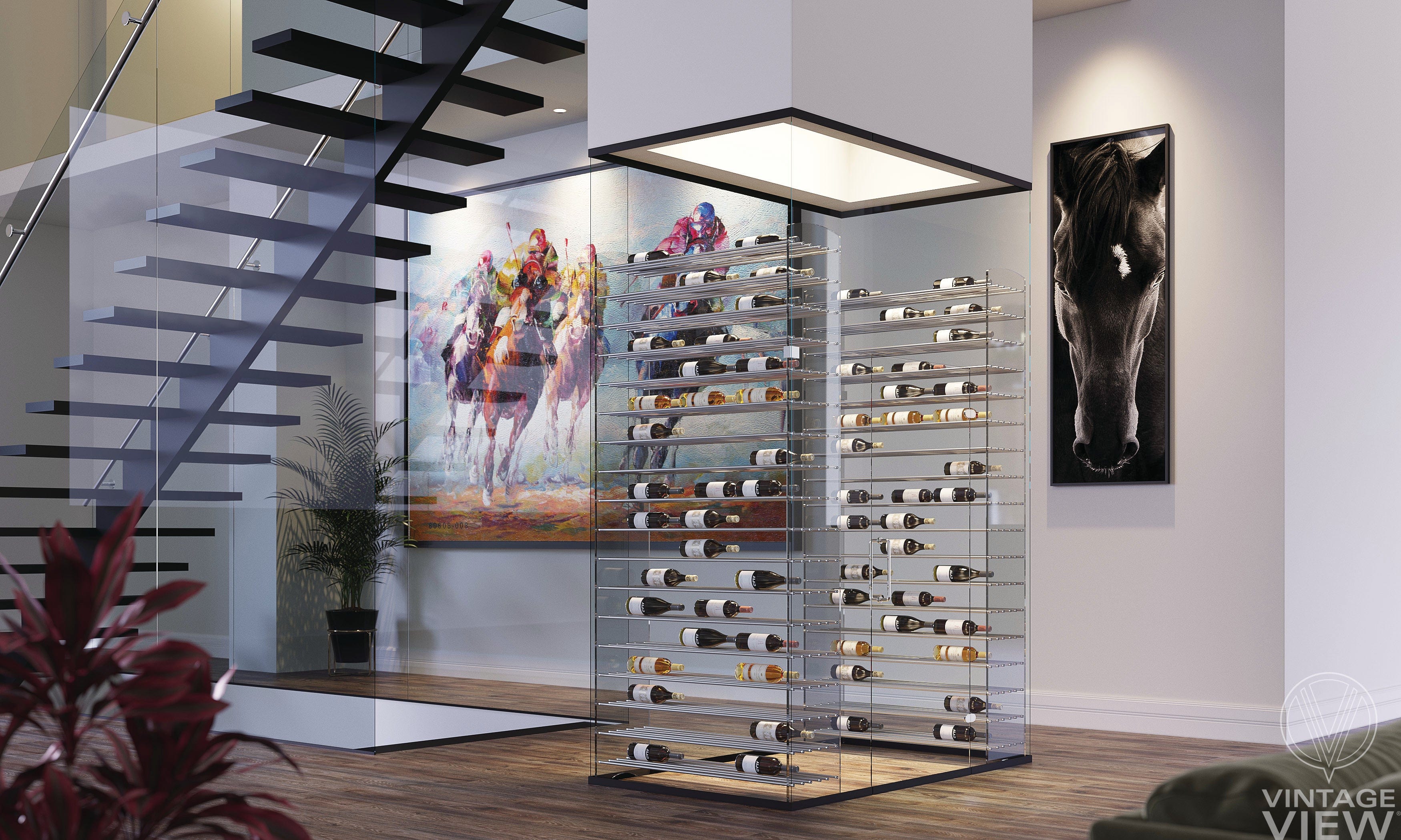 VintageView Evolution Freestanding Metal and Acrylic Wine Rack Tower 92 3C 648 Bottles/3 Extensions WT-92-B3X I Luxury Appliances Direct
