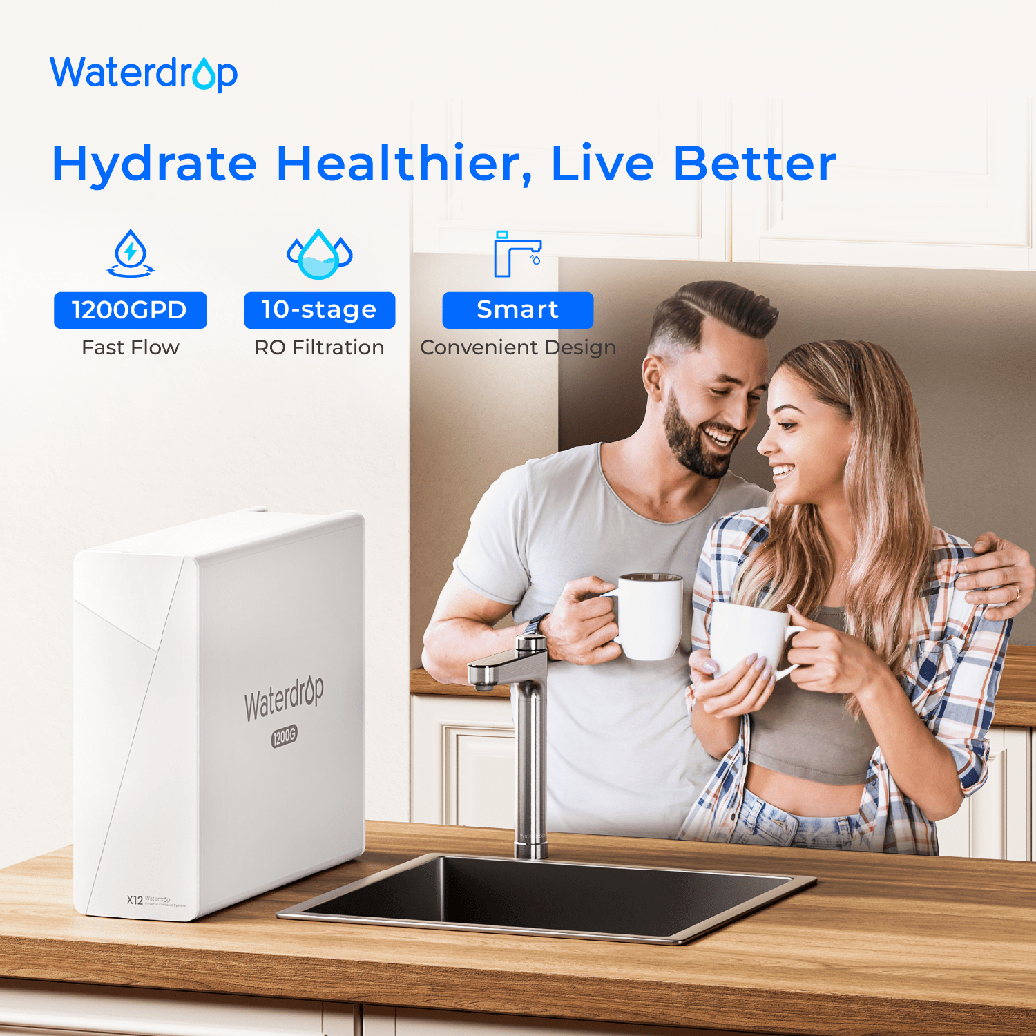 Waterdrop X12-Basic Reverse Osmosis System I Luxury Appliances Direct