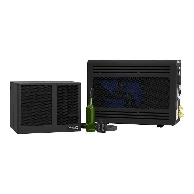 WhisperKOOL Platinum Split 4000/8000 wine cellar cooling system with Advanced HE condensing unit and remote controller.