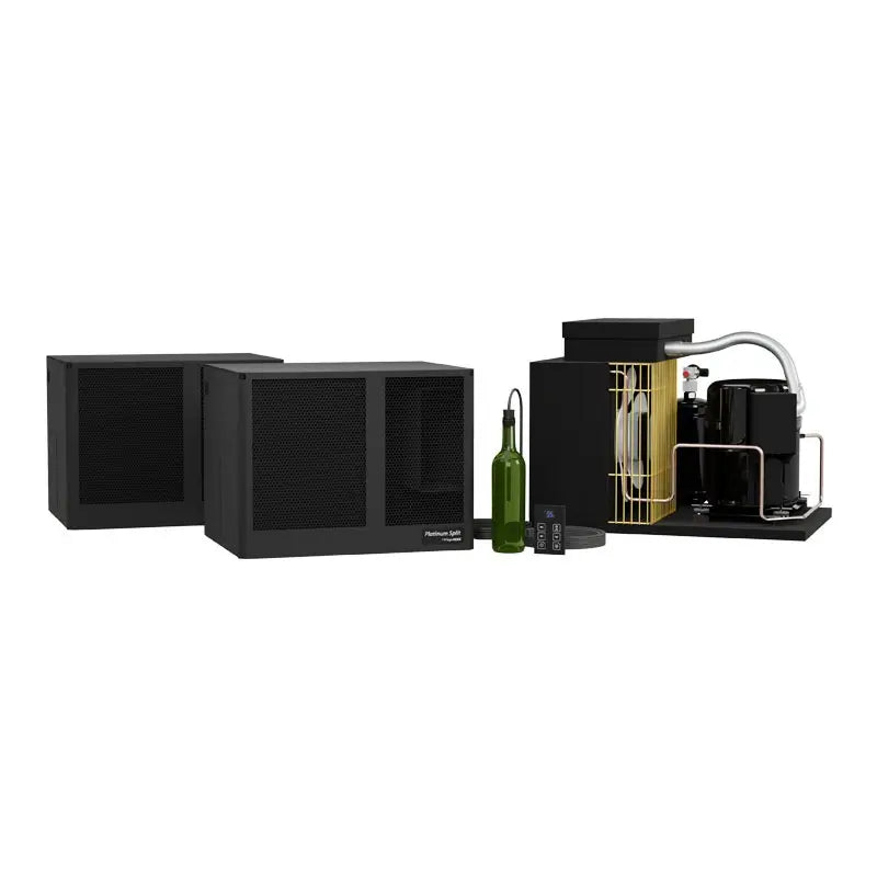 WhisperKOOL Platinum Split TWIN wine cellar cooling system with Copeland condensing unit and remote controller.