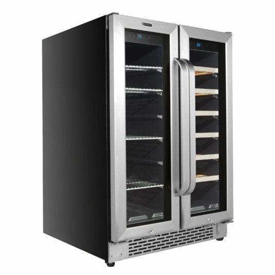 Whynter 24" Built-In French Door Dual Zone 20 Bottle Wine 60 Can Beverage Cooler BWB-2060FDS I Luxury Appliances Direct