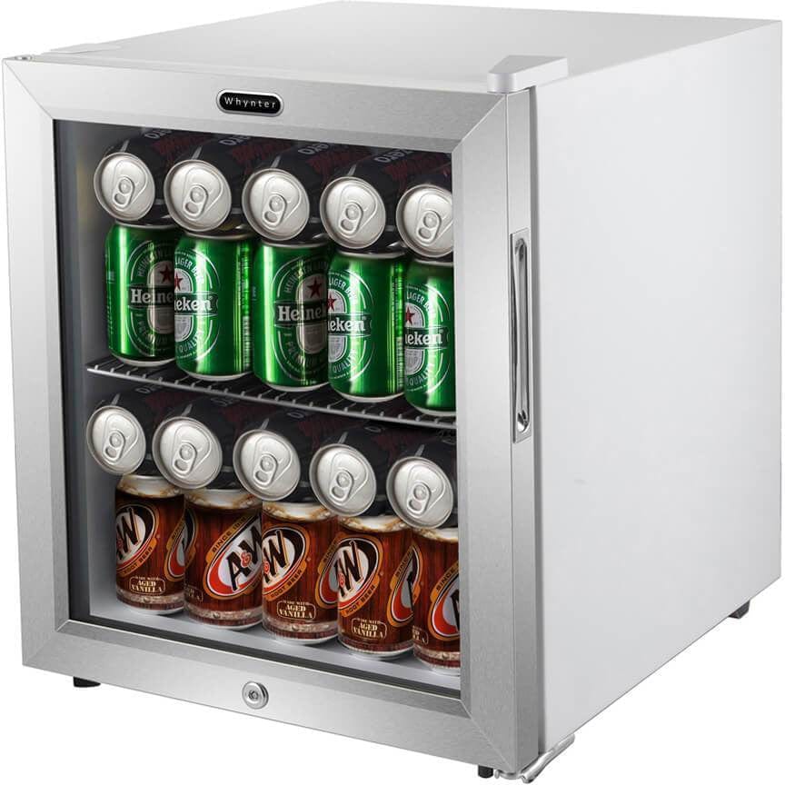 Whynter 62 Can Capacity Stainless Steel Beverage Refrigerator with Lock BR-062WS I Luxury Appliances Direct