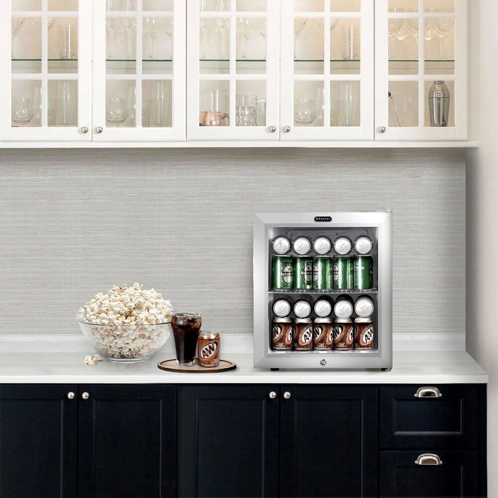 Whynter 62 Can Capacity Stainless Steel Beverage Refrigerator with Lock BR-062WS I Luxury Appliances Direct