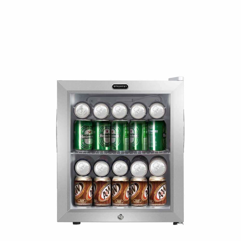 Whynter 62 Can Capacity Stainless Steel Beverage Refrigerator with Lock BR-062WS I Luxury Appliances Direct