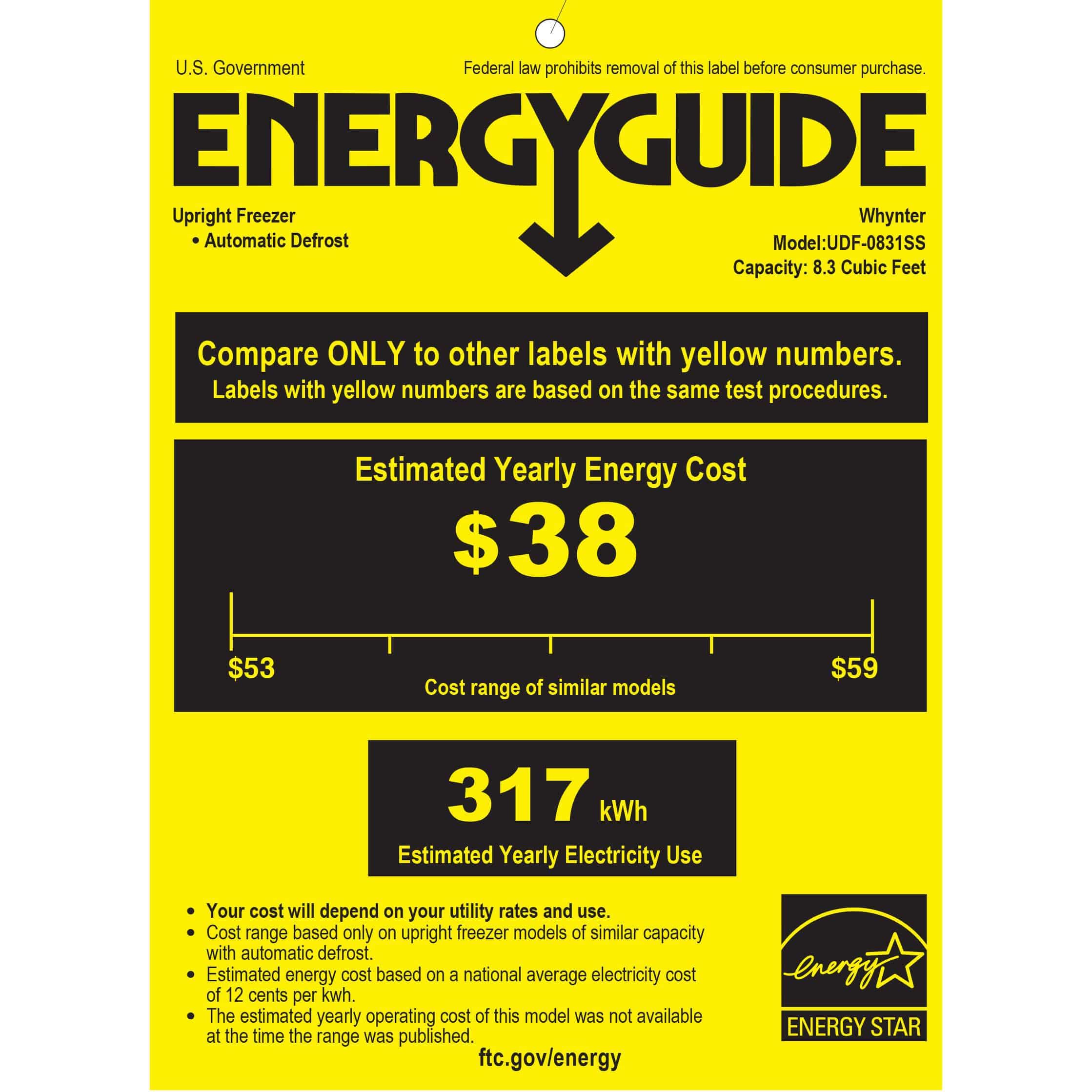 Whynter 8.3 cu.ft. Energy Star Digital Upright Stainless Steel Deep Freezer/Refrigerator UDF-0831SS I Luxury Appliances Direct