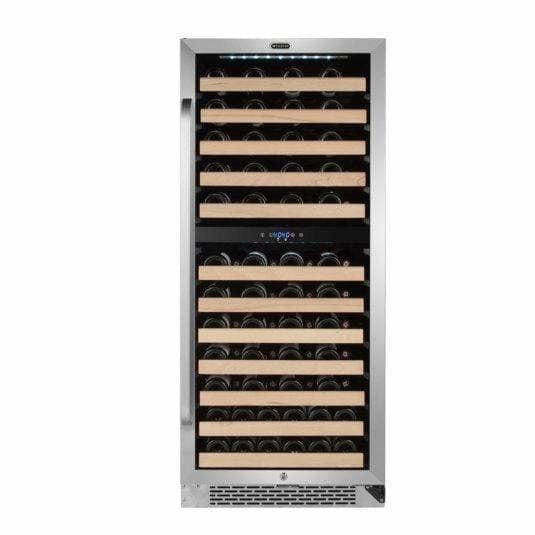 Whynter 92 Bottle Built-in Stainless Steel Dual Zone Compressor Wine Refrigerator with Display Rack and LED display BWR-0922DZ I Luxury Appliances Direct