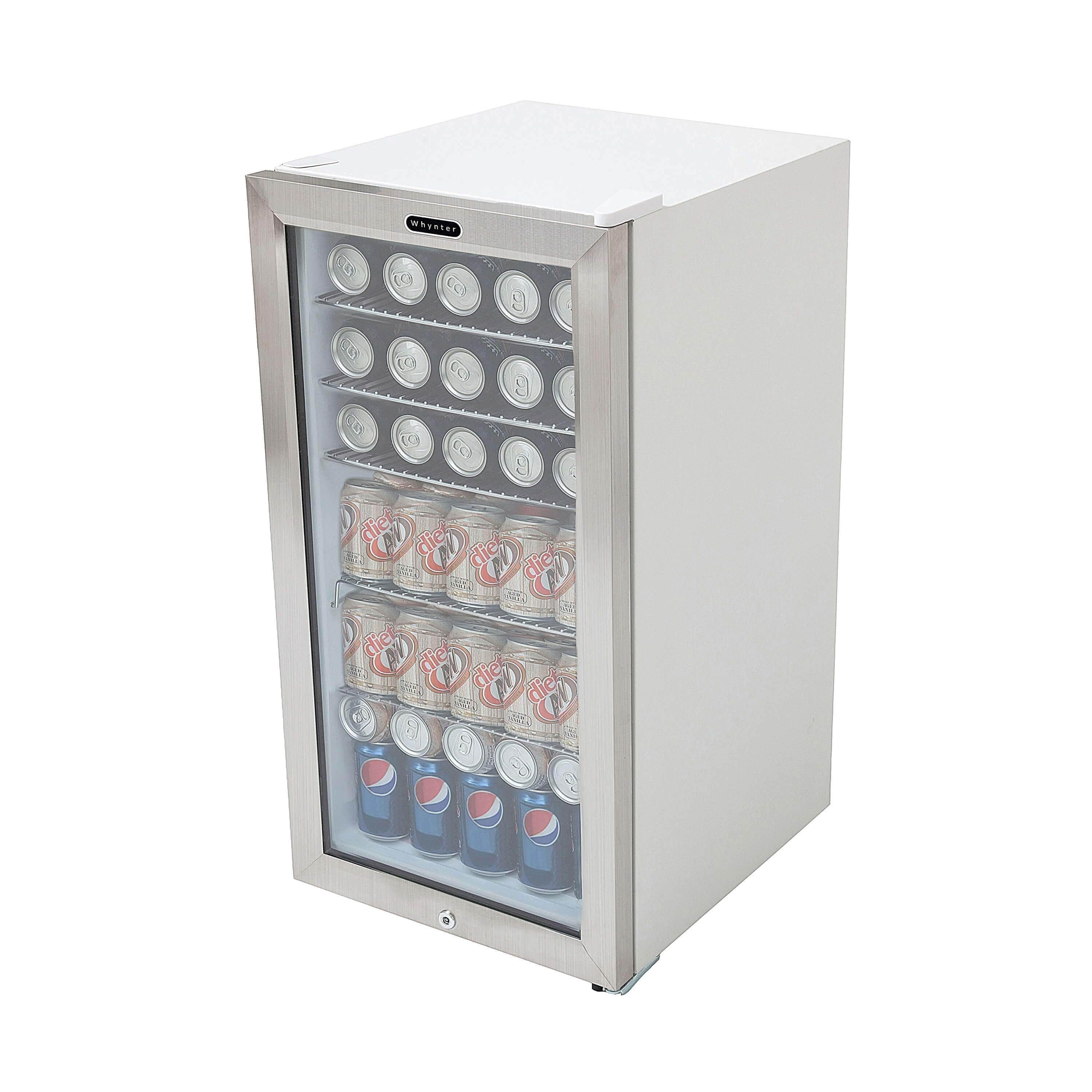 Whynter Beverage Refrigerator With Lock - Stainless Steel 120 Can Capacity BR-128WS I Luxury Appliances Direct