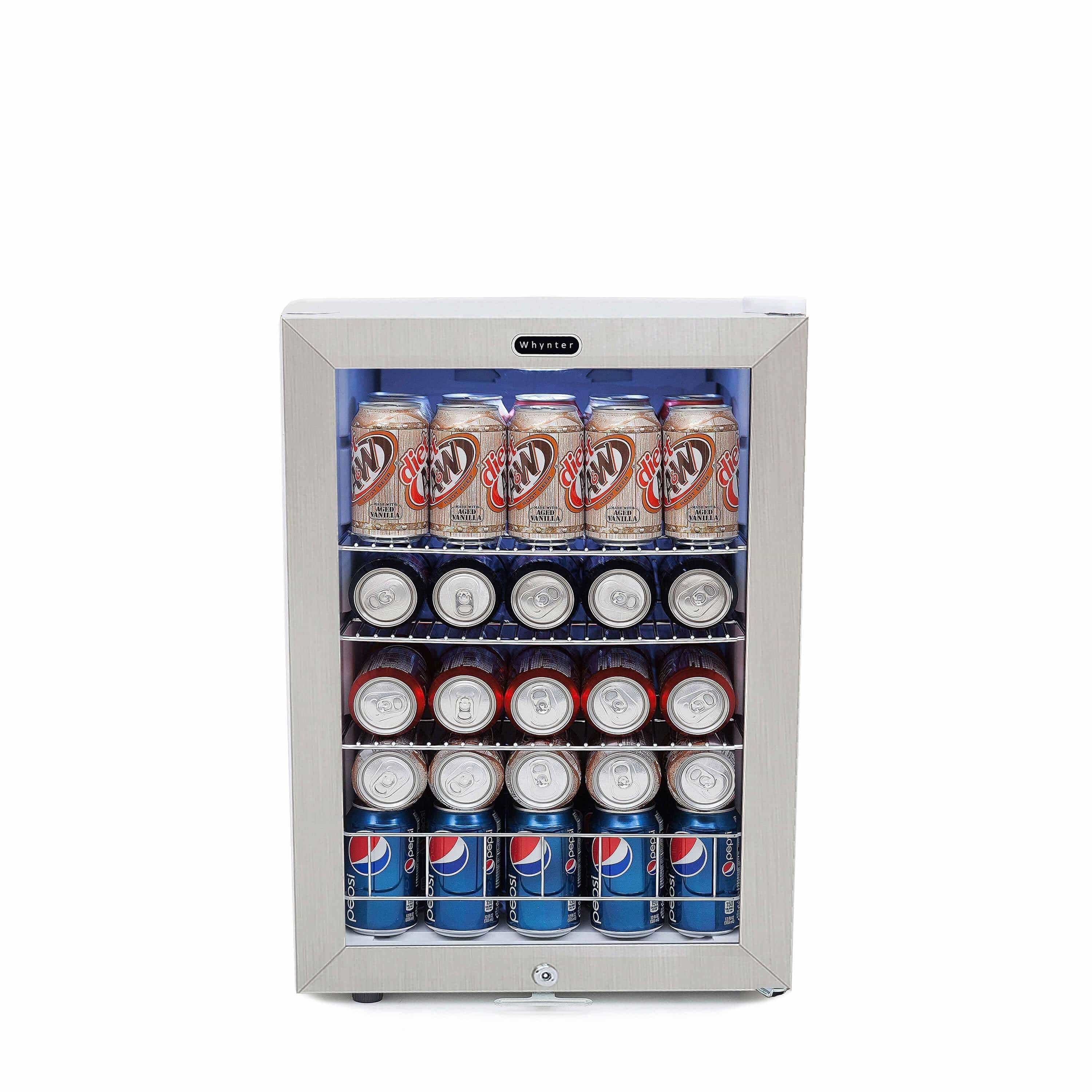 Whynter Beverage Refrigerator With Lock - Stainless Steel 90 Can Capacity BR-091WS I Luxury Appliances Direct