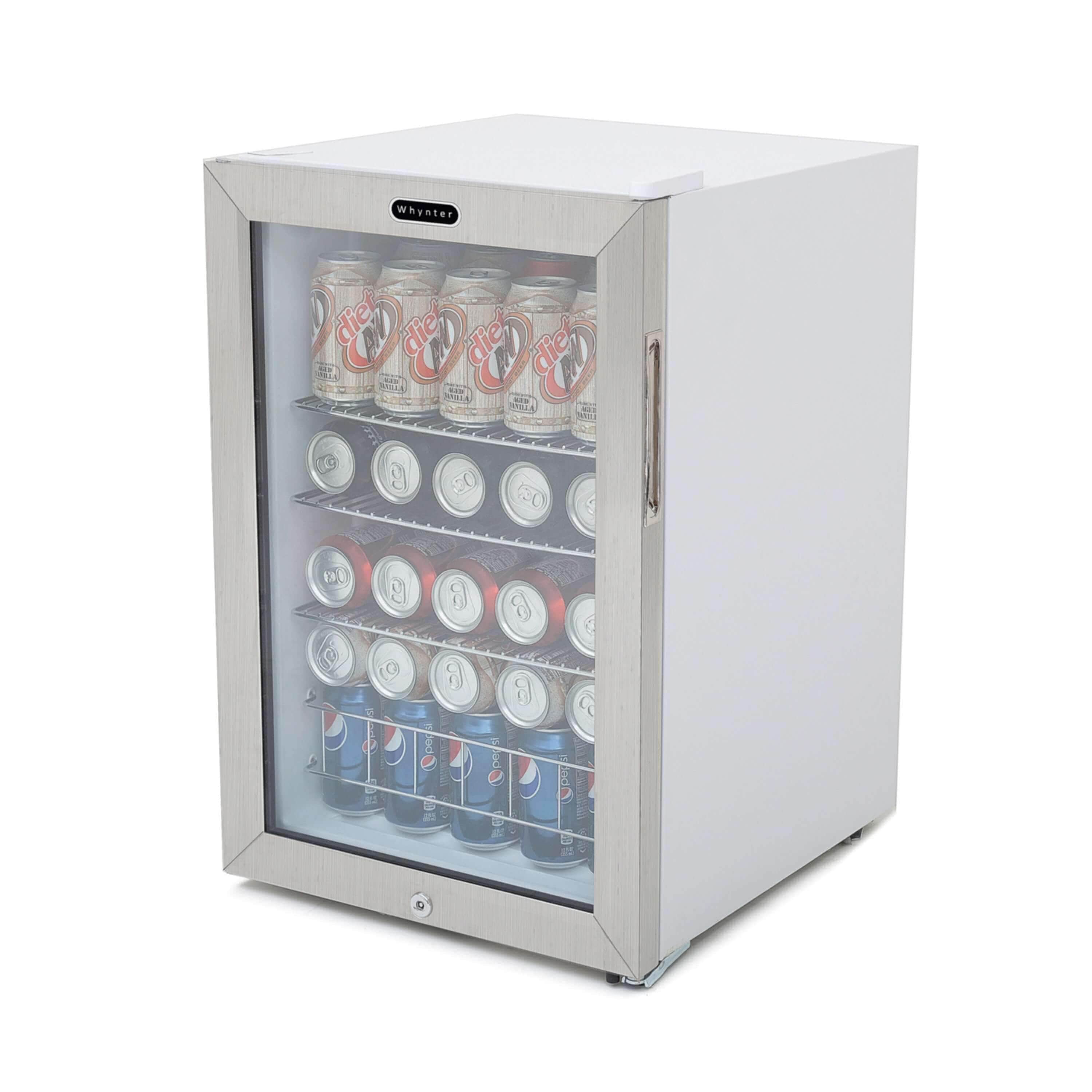Whynter Beverage Refrigerator With Lock - Stainless Steel 90 Can Capacity BR-091WS I Luxury Appliances Direct