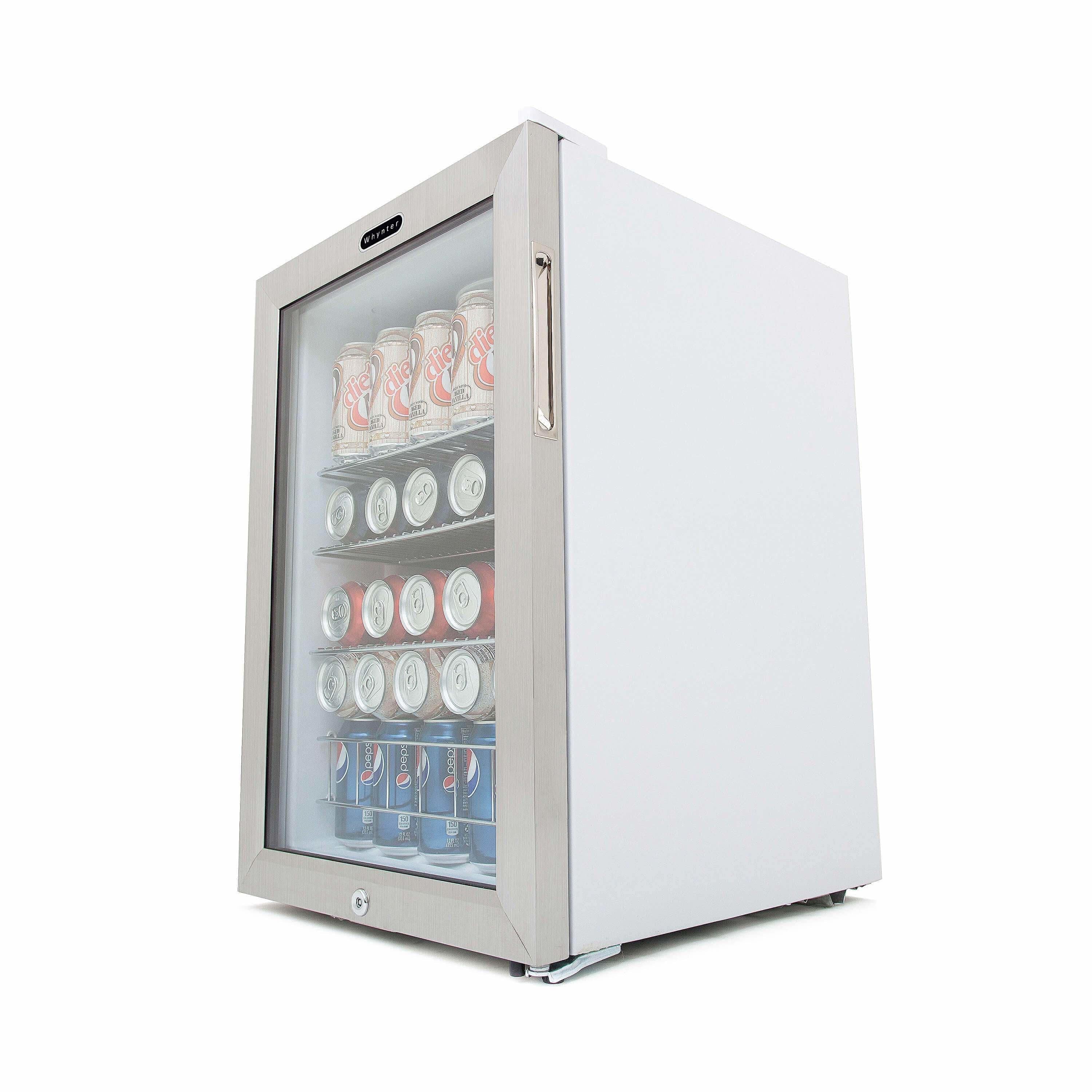 Whynter Beverage Refrigerator With Lock - Stainless Steel 90 Can Capacity BR-091WS I Luxury Appliances Direct