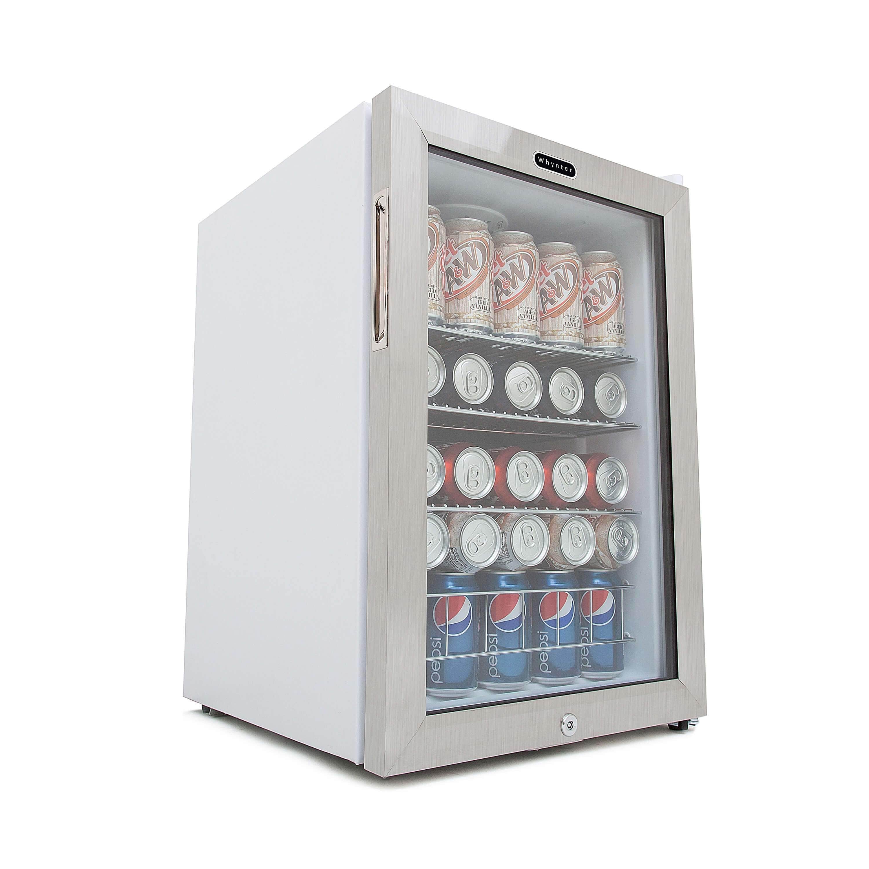 Whynter Beverage Refrigerator With Lock - Stainless Steel 90 Can Capacity BR-091WS I Luxury Appliances Direct