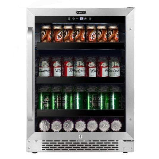 Whynter Built-In 24 inch 140 Can Undercounter Stainless Steel Beverage Refrigerator with Reversible Door BBR-148SB I Luxury Appliances Direct