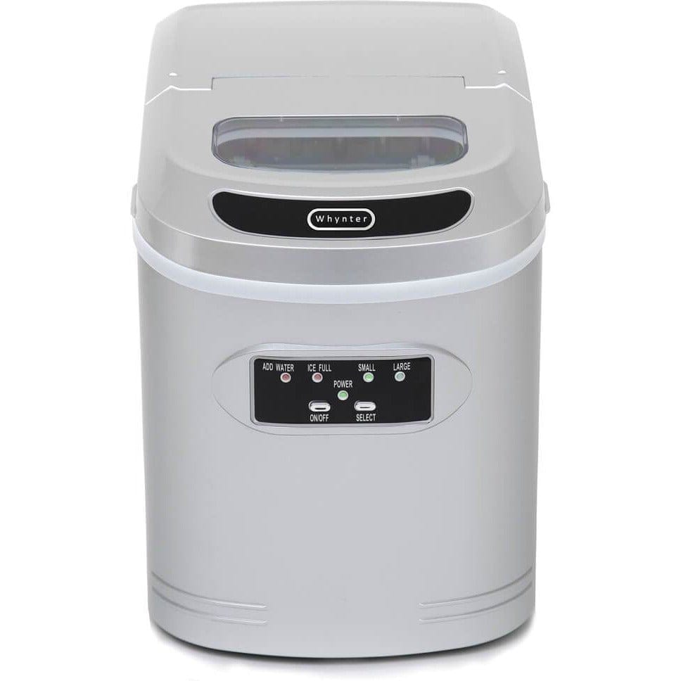Whynter Compact Portable Ice Maker 27 lb capacity Metallic Silver IMC-270MS I Luxury Appliances Direct