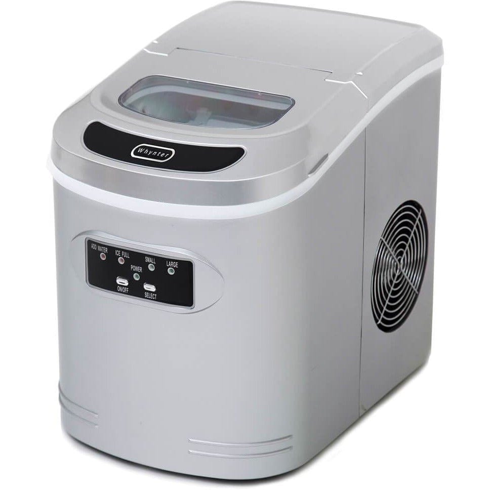 Whynter Compact Portable Ice Maker 27 lb capacity Metallic Silver IMC-270MS I Luxury Appliances Direct
