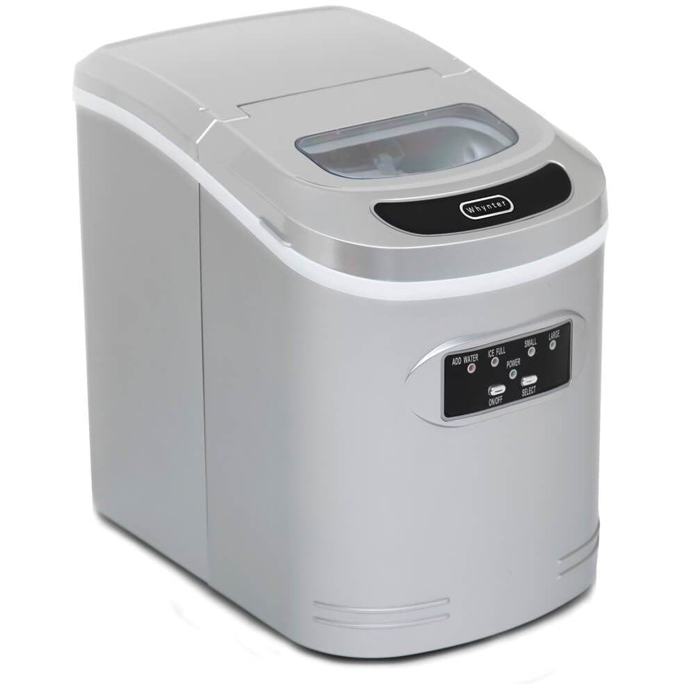 Whynter Compact Portable Ice Maker 27 lb capacity Metallic Silver IMC-270MS I Luxury Appliances Direct