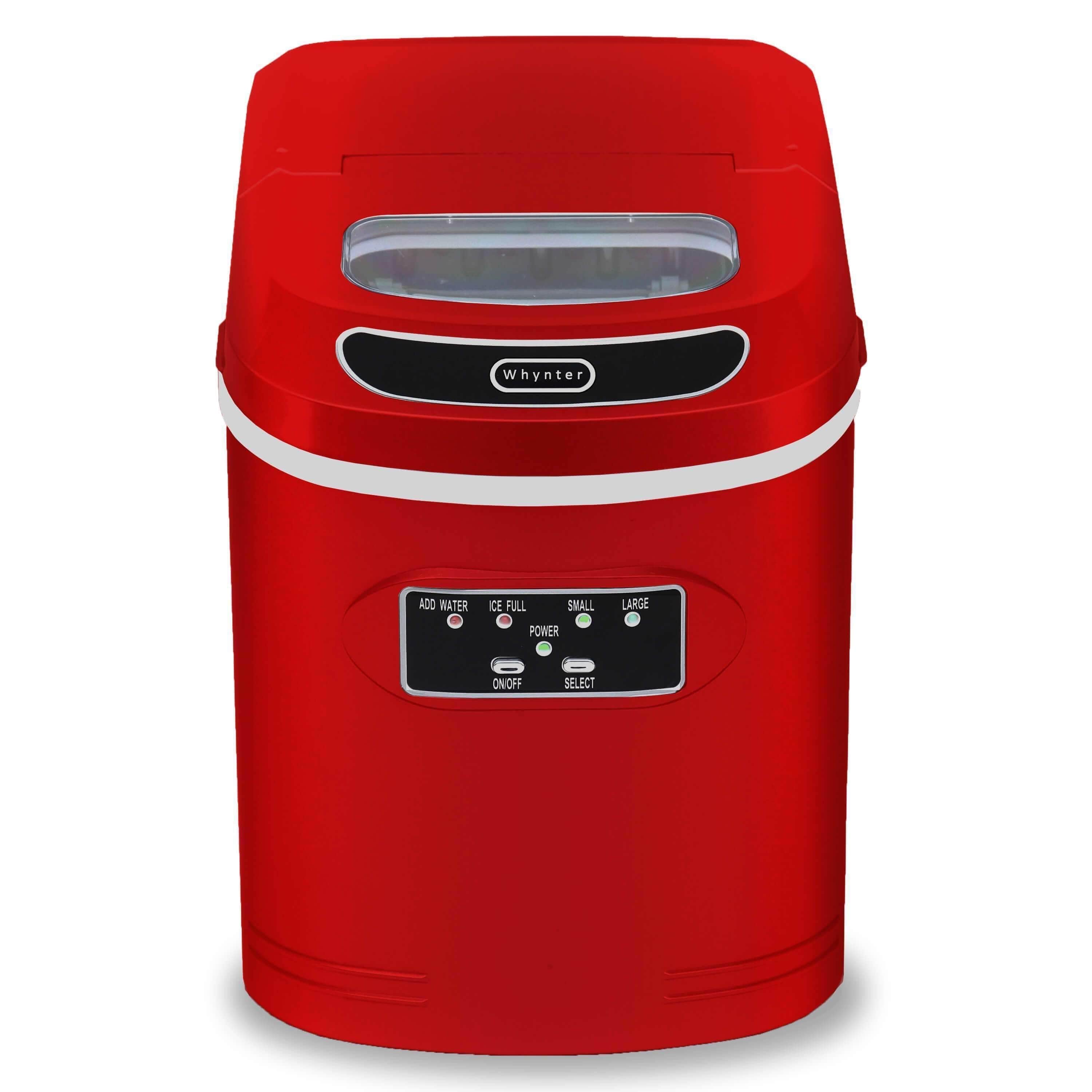 Whynter Compact Portable Ice Maker 27 lb capacity Red IMC-270MR I Luxury Appliances Direct