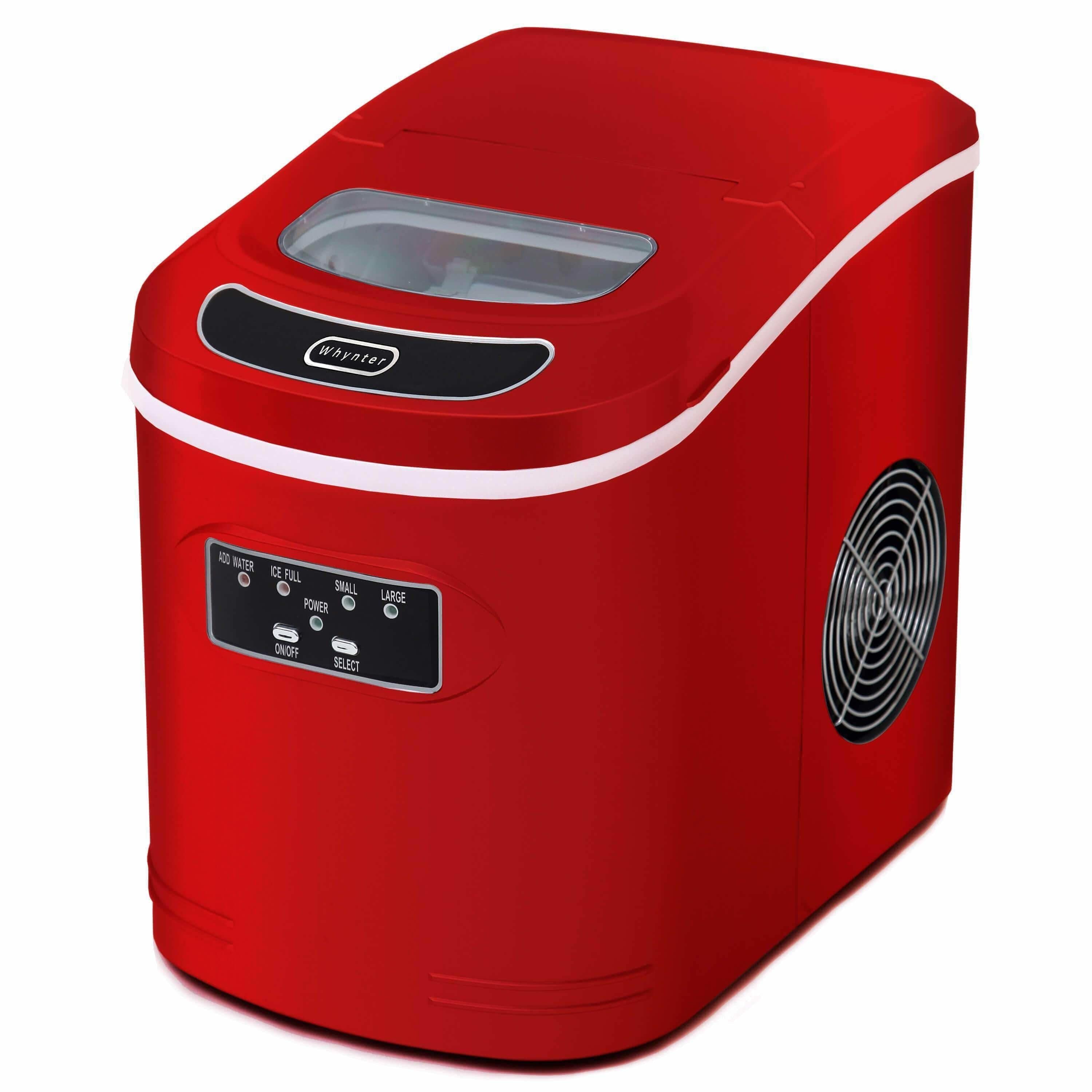 Whynter Compact Portable Ice Maker 27 lb capacity Red IMC-270MR I Luxury Appliances Direct