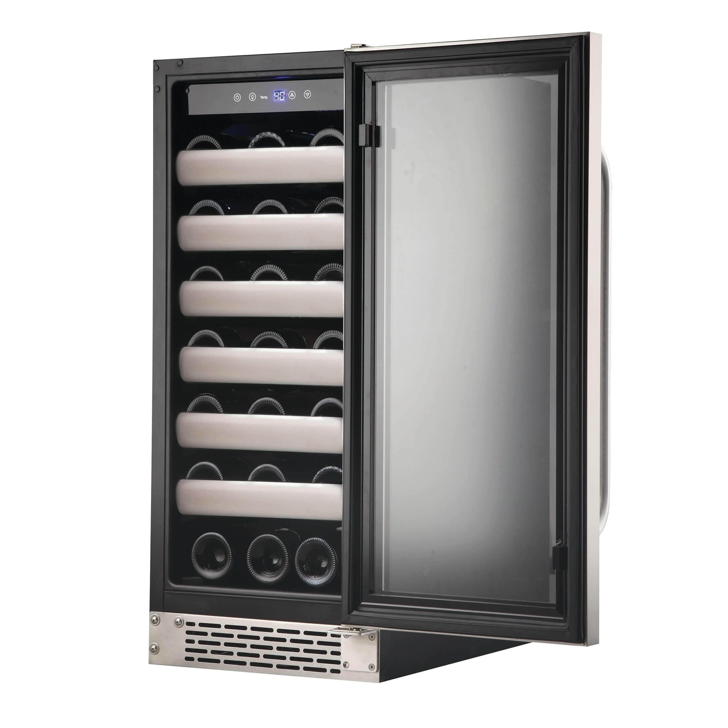 Whynter Elite 33 Bottle Seamless Stainless Steel Door Single Zone Built-in Wine Refrigerator BWR-331SL I Luxury Appliances Direct