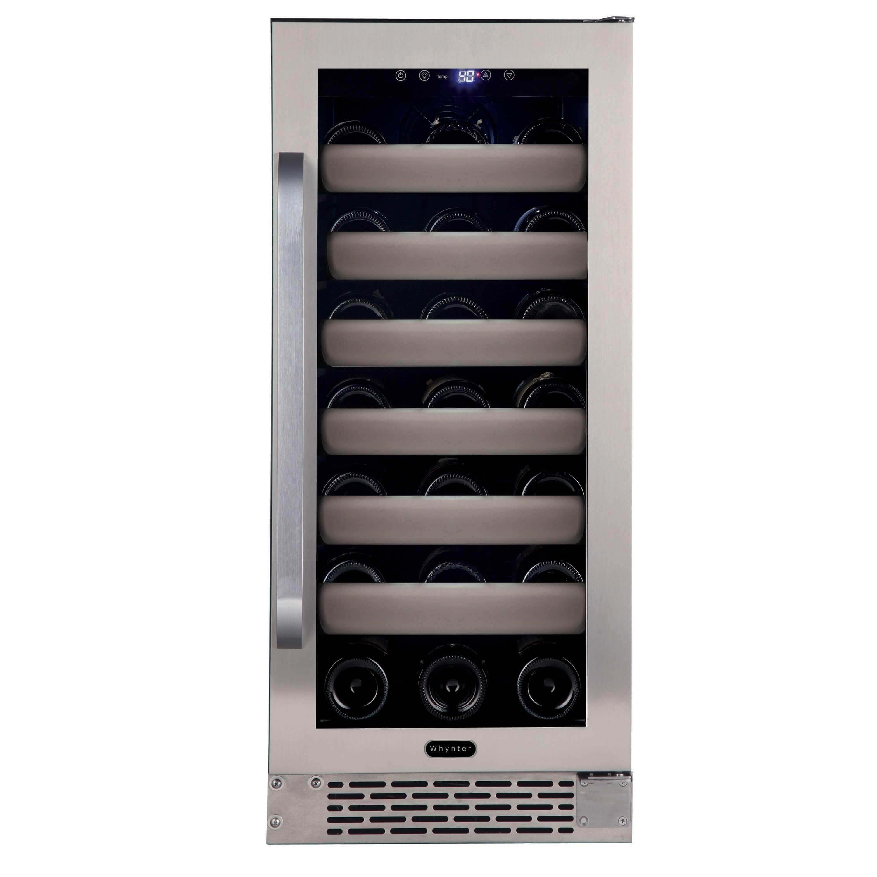Whynter Elite 33 Bottle Seamless Stainless Steel Door Single Zone Built-in Wine Refrigerator BWR-331SL I Luxury Appliances Direct