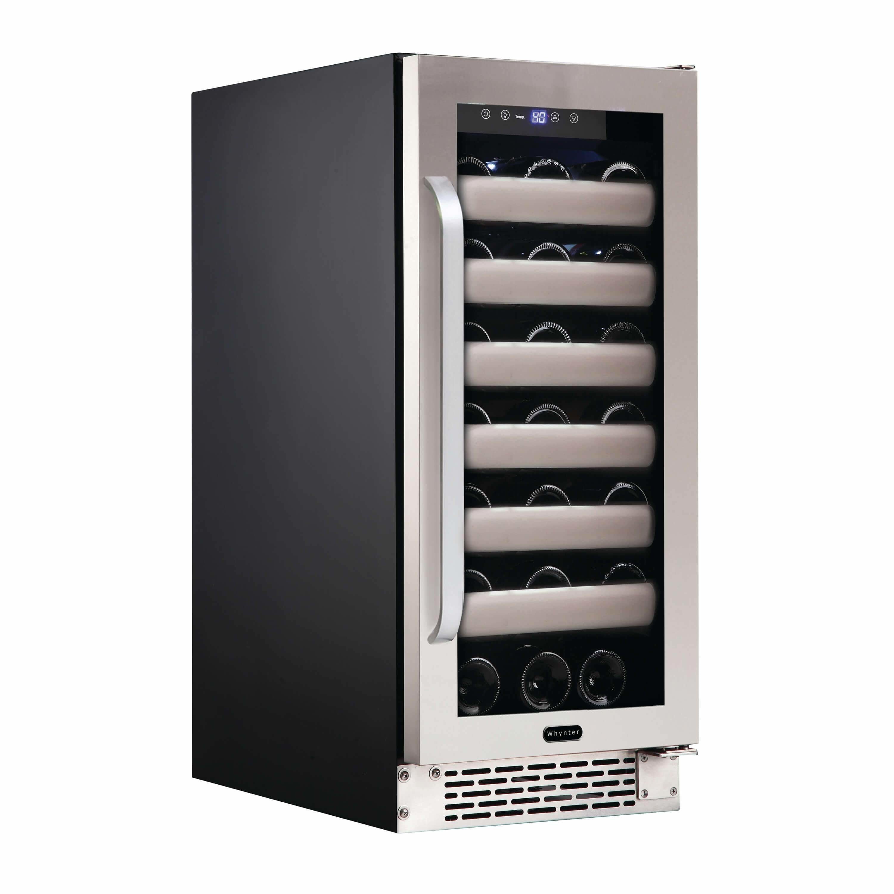 Whynter Elite 33 Bottle Seamless Stainless Steel Door Single Zone Built-in Wine Refrigerator BWR-331SL I Luxury Appliances Direct