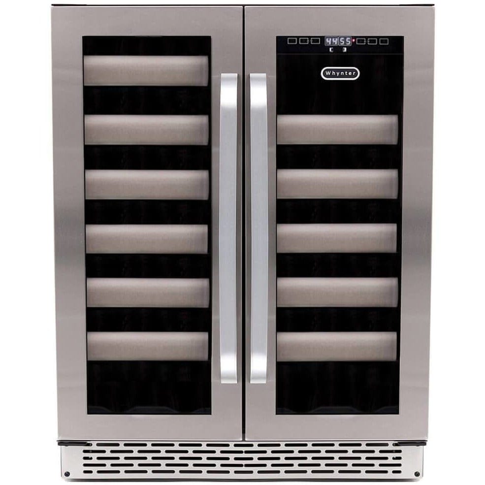 Whynter Elite 40 Bottle Seamless Stainless Steel Door Dual Zone Built-in Wine Refrigerator BWR-401DS I Luxury Appliances Direct