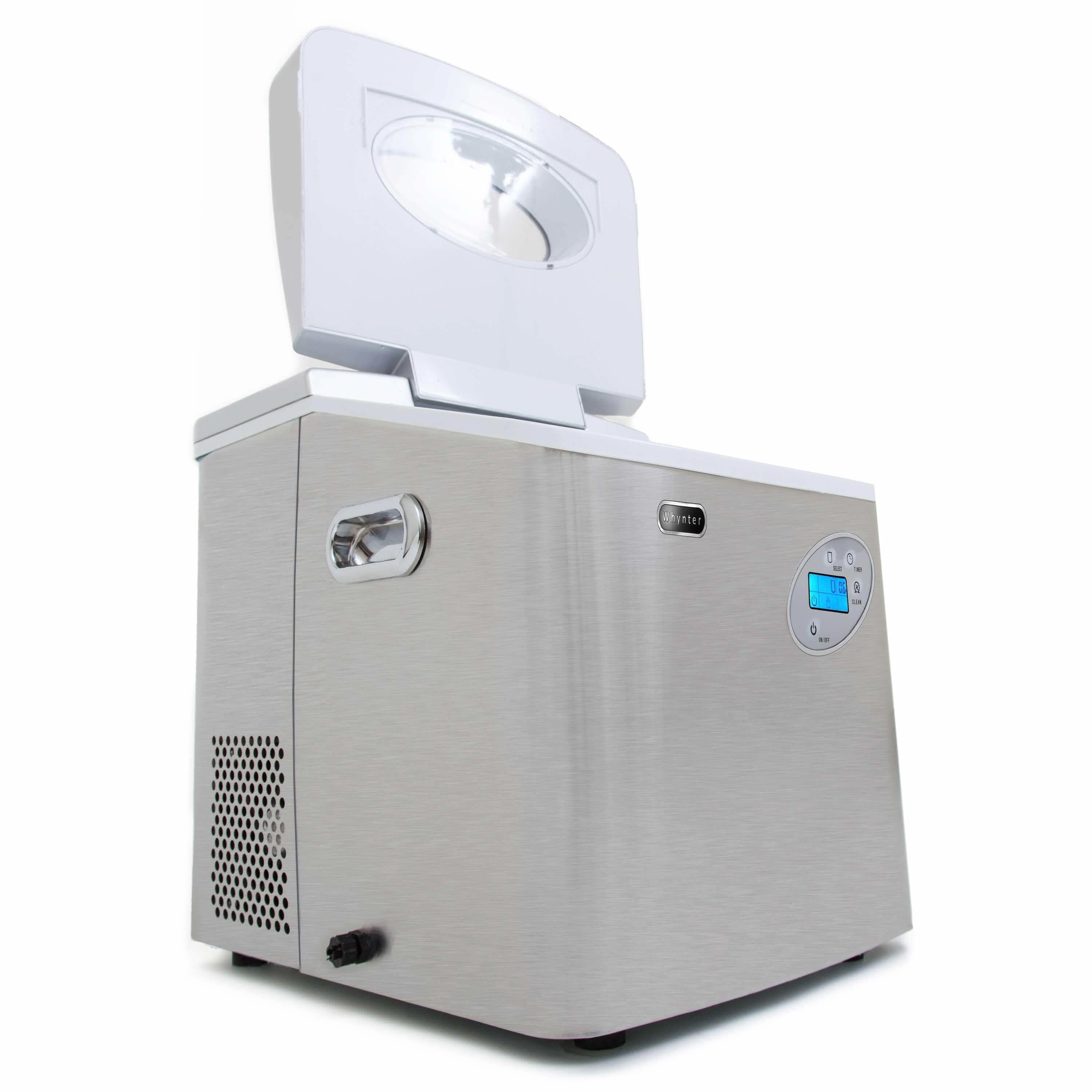 Whynter Portable Ice Maker with 49lb Capacity Stainless Steel with Water Connection IMC-491DC I Luxury Appliances Direct