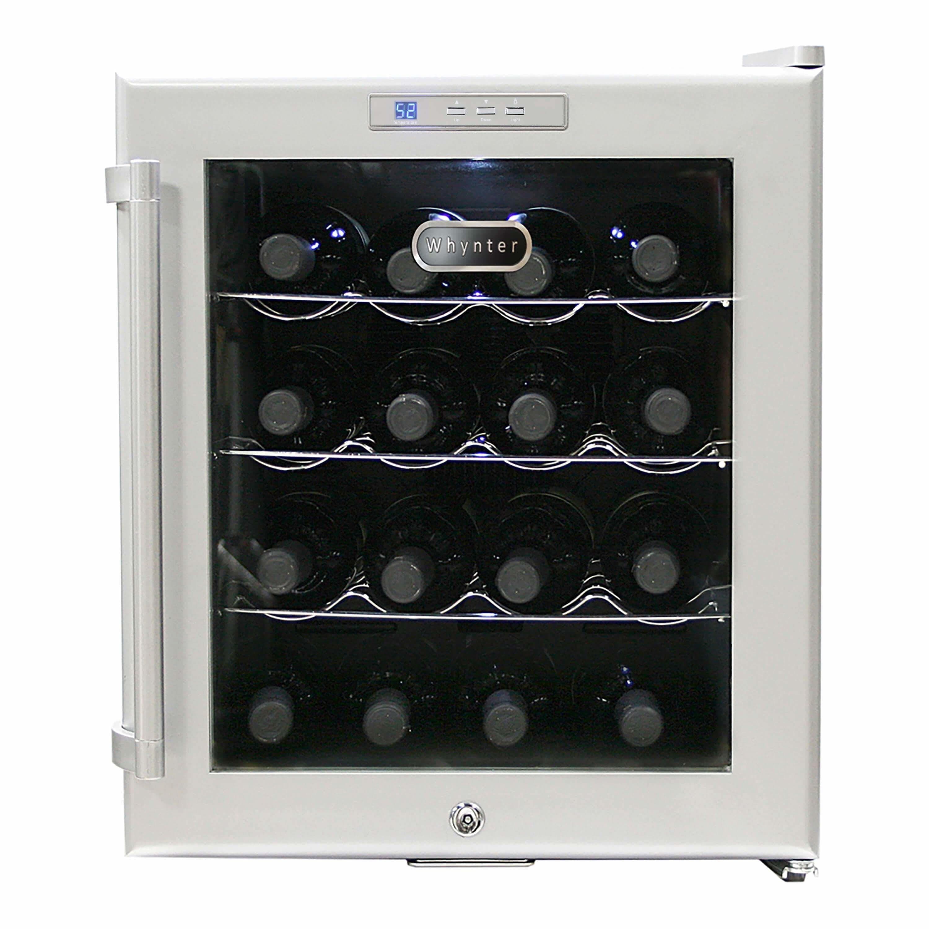 Whynter SNO 16 Bottles Wine Cooler - Platinum with lock WC-16S I Luxury Appliances Direct