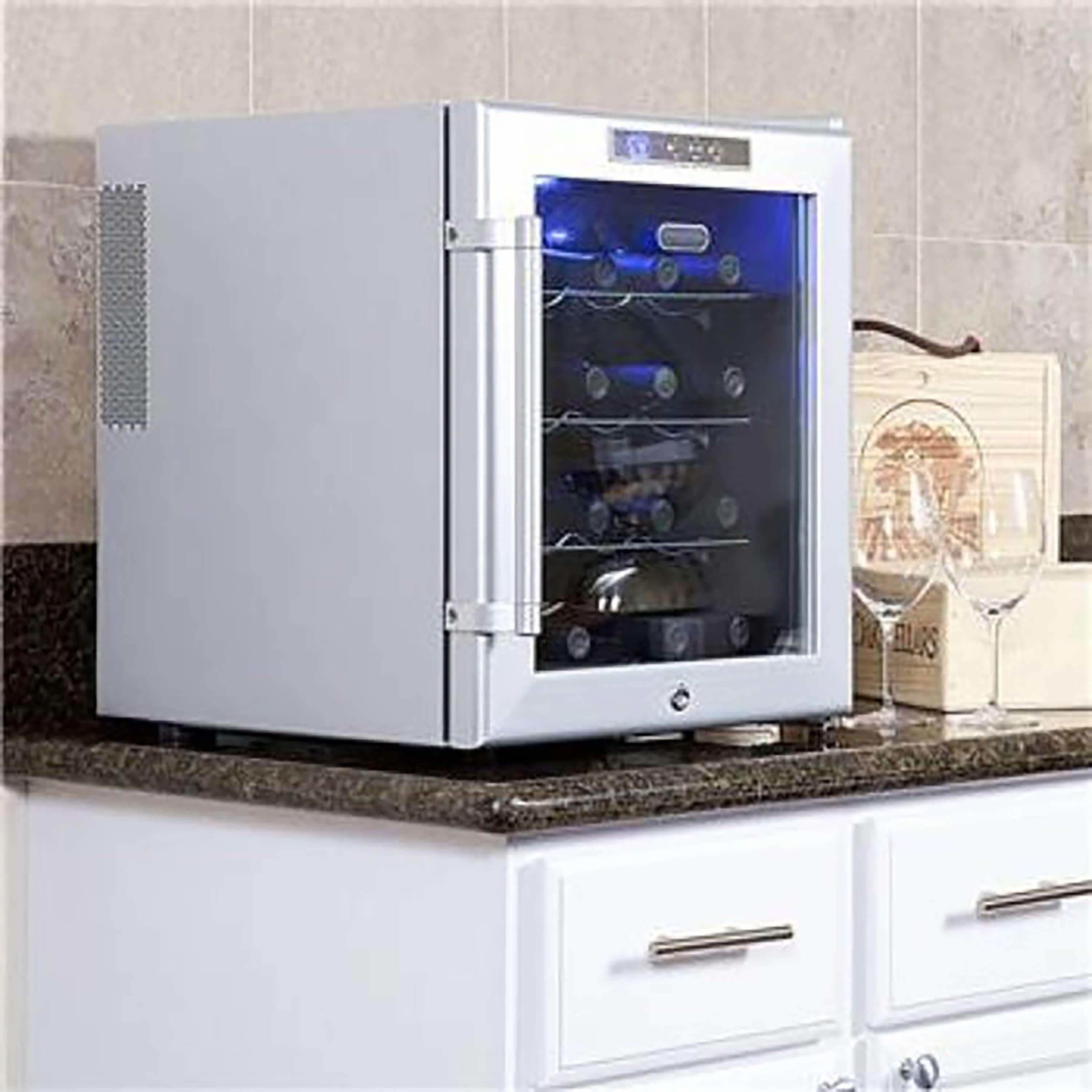 Whynter SNO 16 Bottles Wine Cooler - Platinum with lock WC-16S I Luxury Appliances Direct