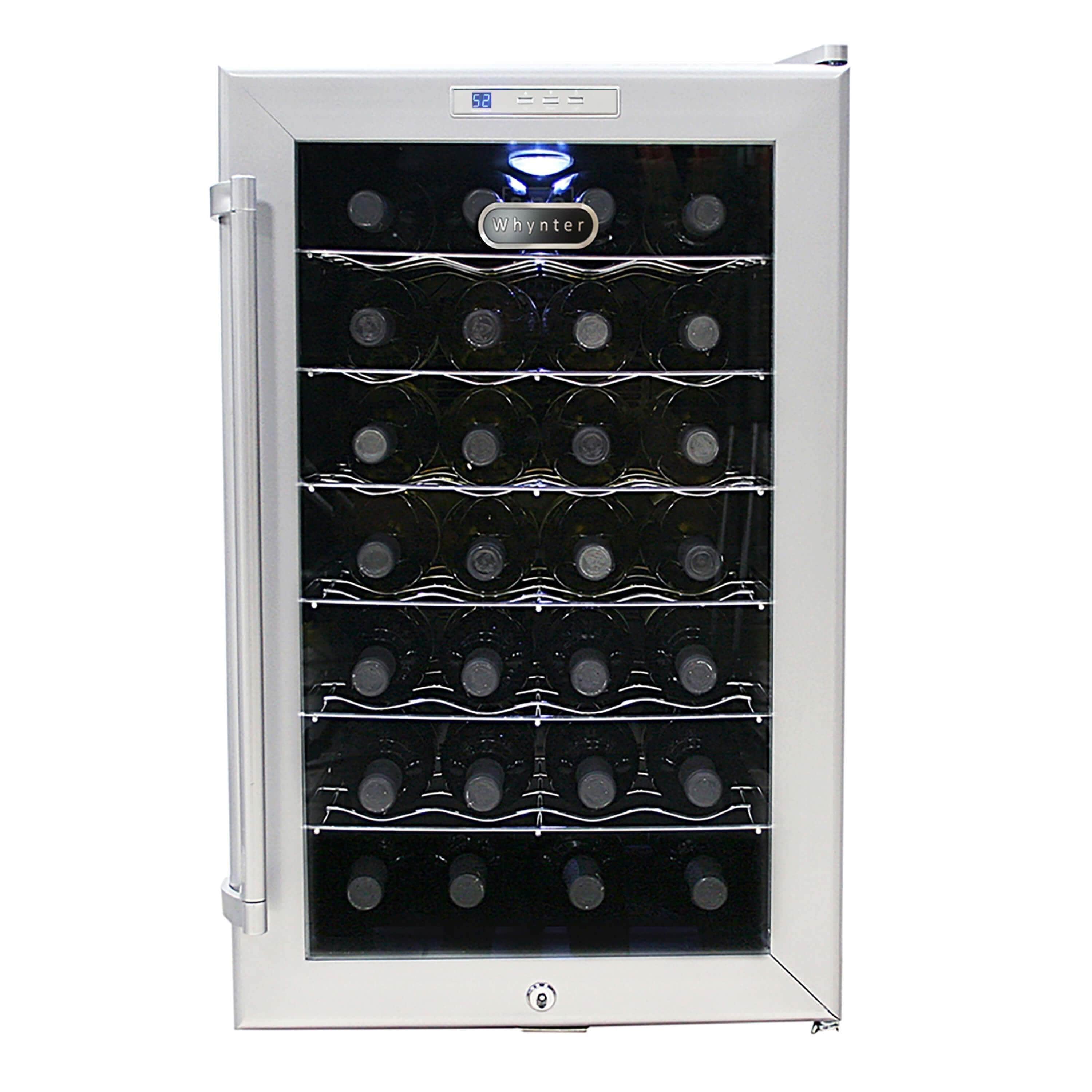 Whynter SNO 28 Bottles Wine Cooler - Platinum with lock WC-28S I Luxury Appliances Direct