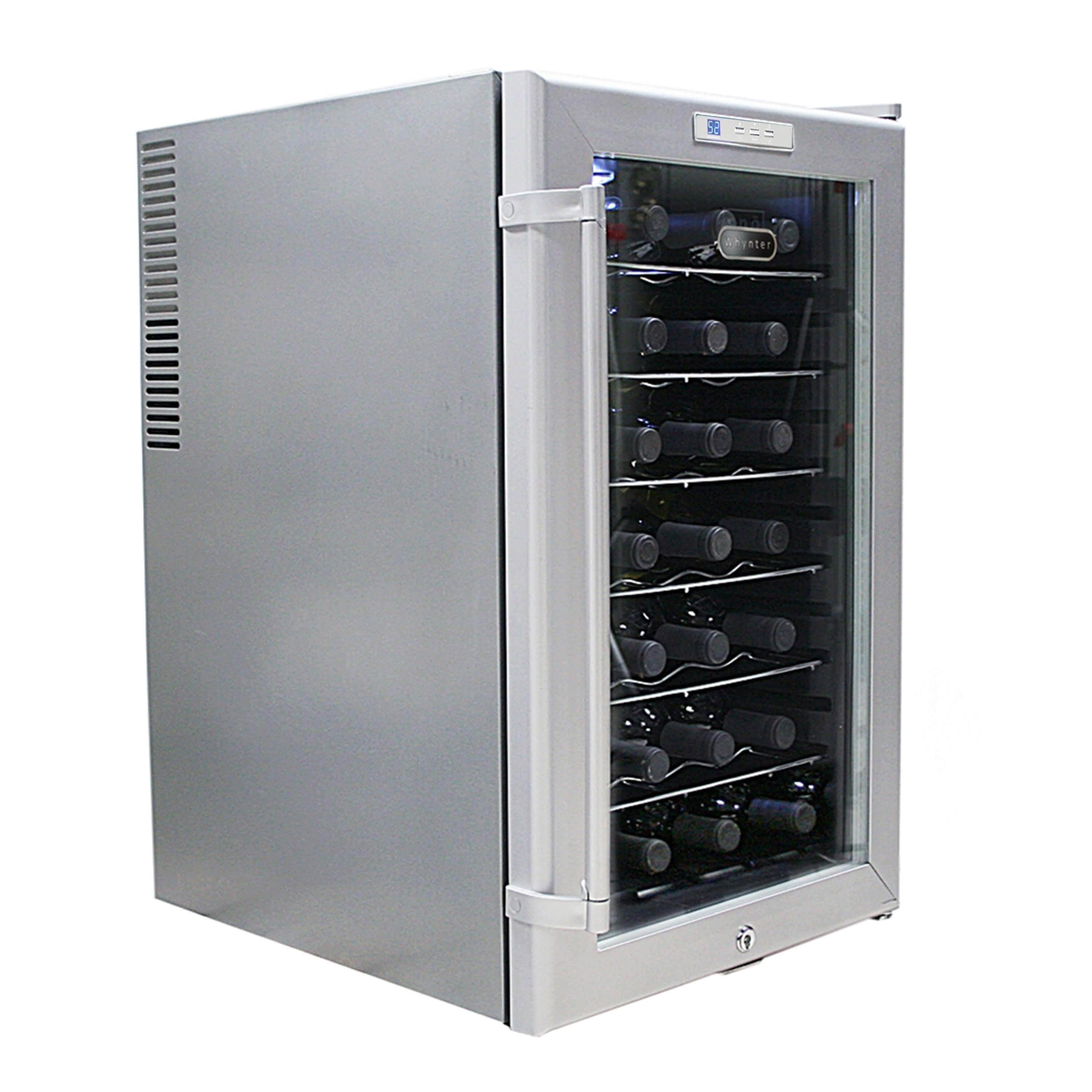 Whynter SNO 28 Bottles Wine Cooler - Platinum with lock WC-28S I Luxury Appliances Direct