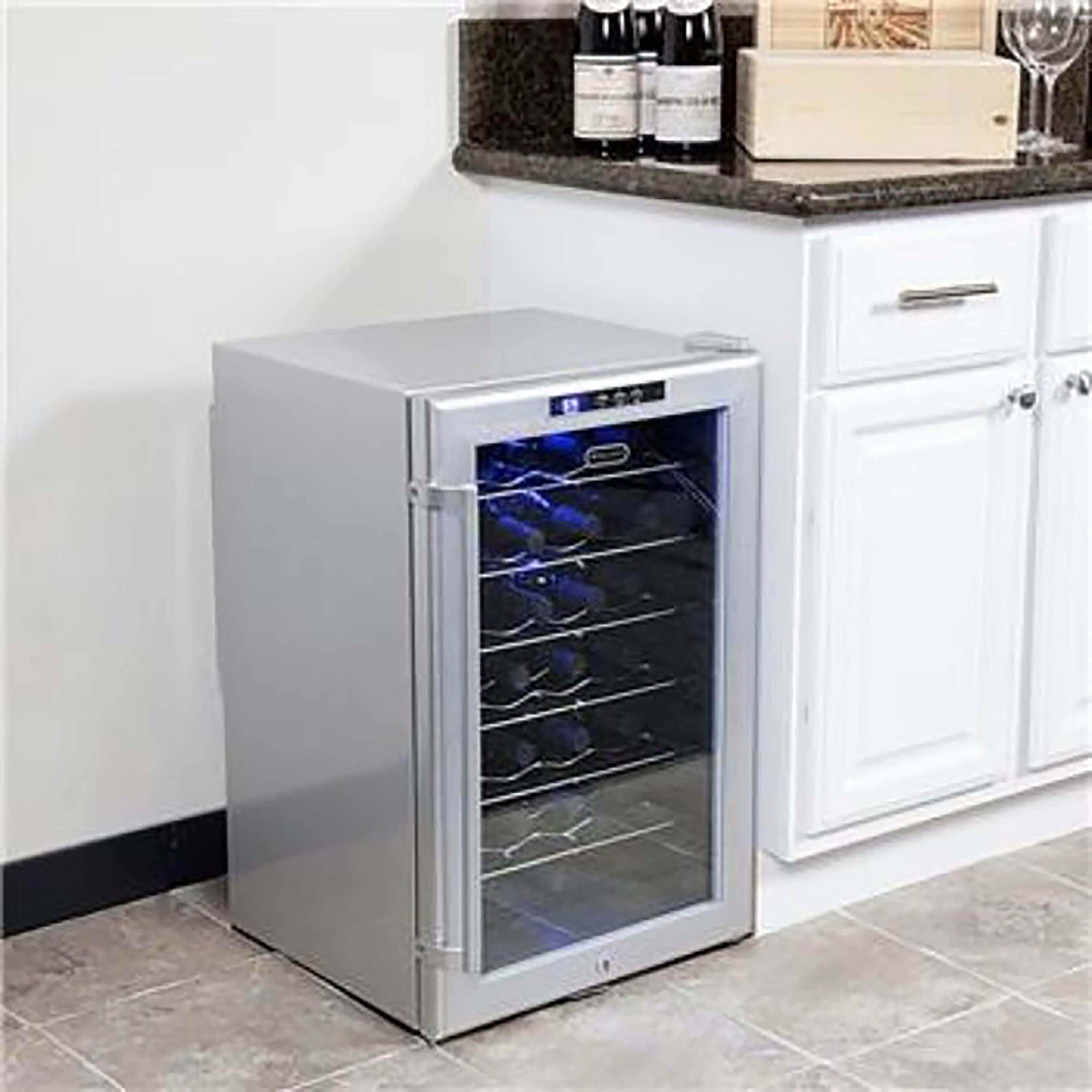 Whynter SNO 28 Bottles Wine Cooler - Platinum with lock WC-28S I Luxury Appliances Direct