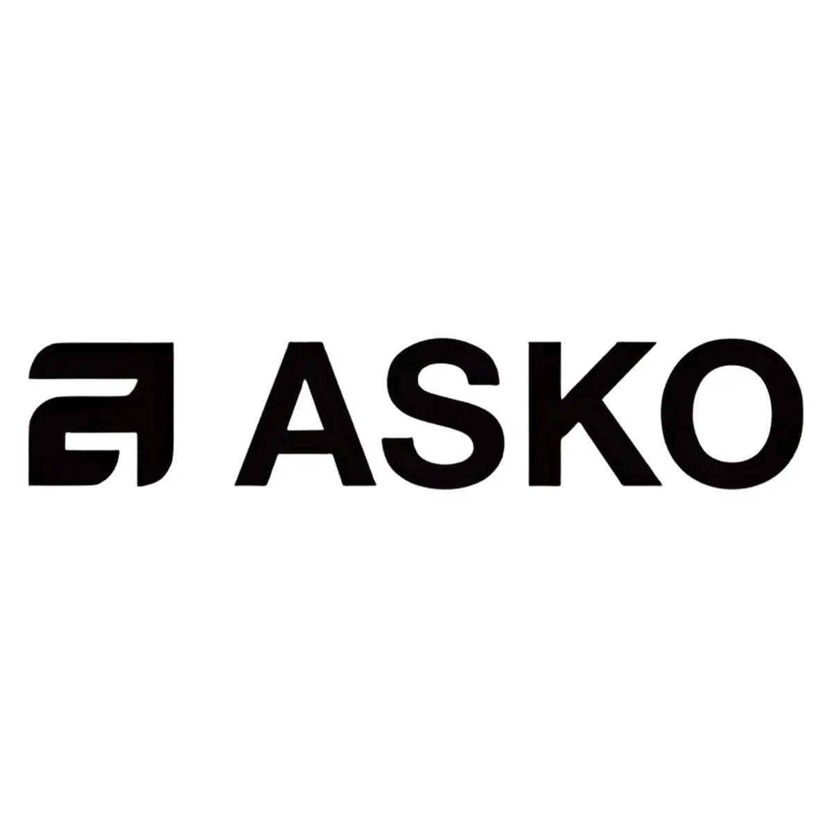 ASKO logo in bold black uppercase letters with stylized A on a light gray background.