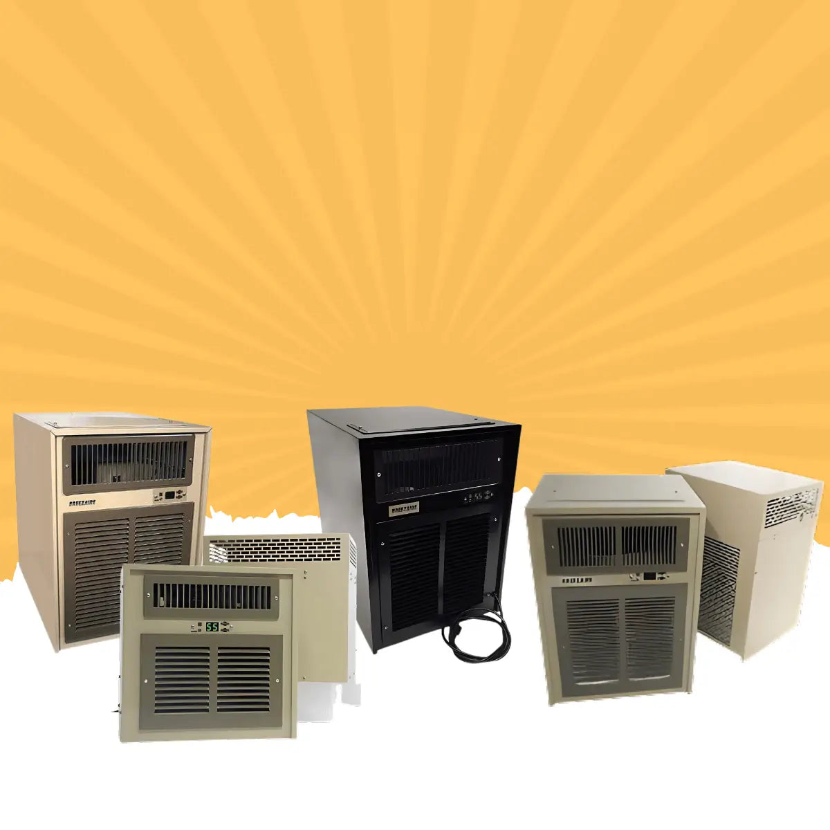 Breezaire wine cellar cooling units collection for 500 to 999 cu ft cellars featuring through-the-wall cooling systems with digital temperature control