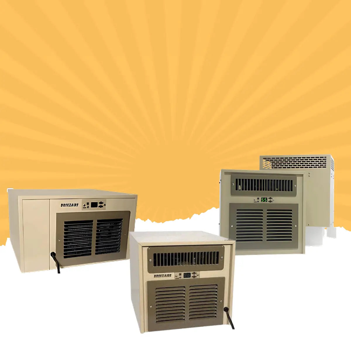 Breezaire wine cellar cooling units under 500 cu ft collection featuring compact through-the-wall cooling systems with digital temperature control