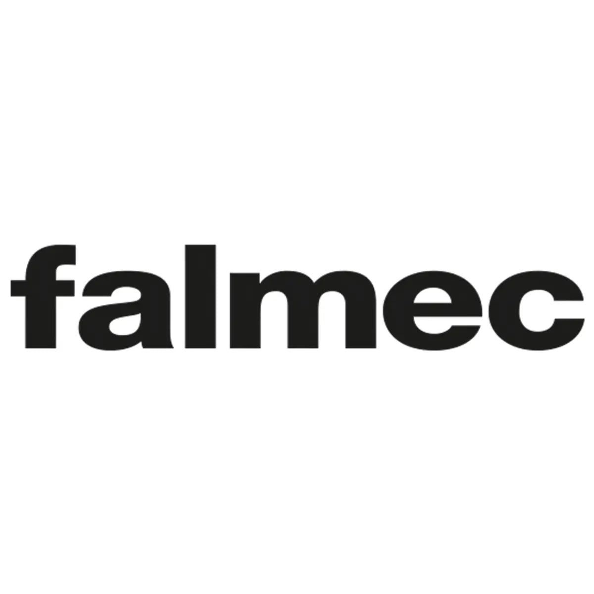 Falmec logo in bold lowercase black sans-serif letters on a light gray background.
