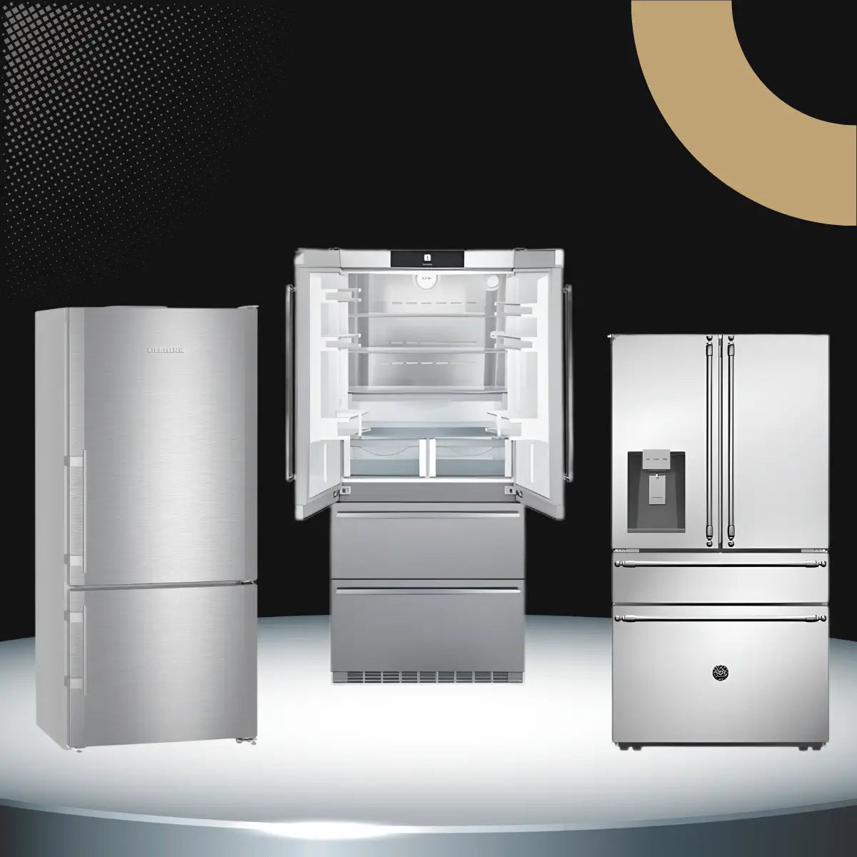 Freestanding refrigerators collection featuring stainless steel bottom freezer and French door refrigerators with spacious storage for modern kitchens