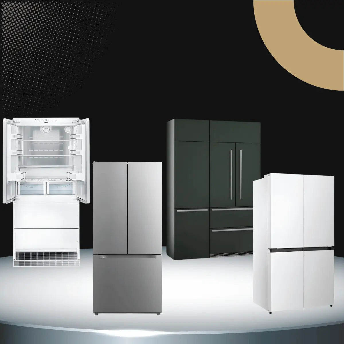 French door refrigerators collection featuring double-door refrigerators with bottom freezer drawers, spacious shelves, and modern kitchen designs