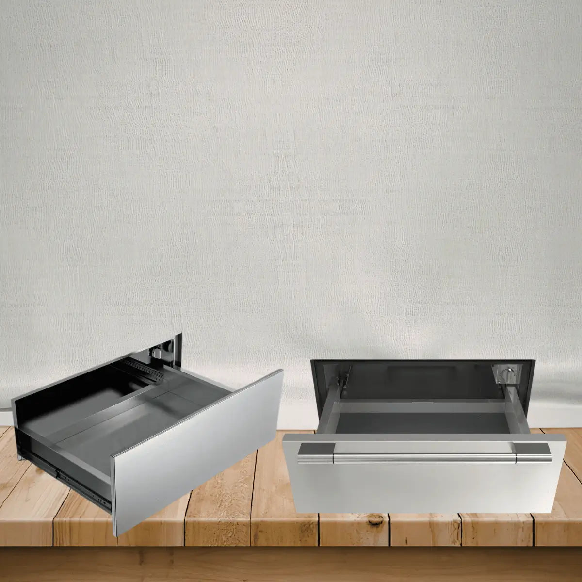 Fulgor Milano warming drawers collection featuring stainless steel built-in kitchen warming drawers designed to keep food warm before serving