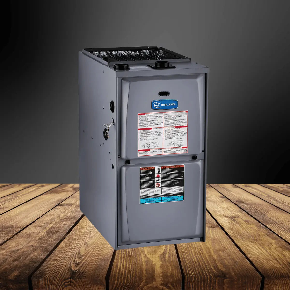 Gas furnaces collection featuring a compact residential heating unit with metal housing, airflow vents, and high-efficiency home heating system design.