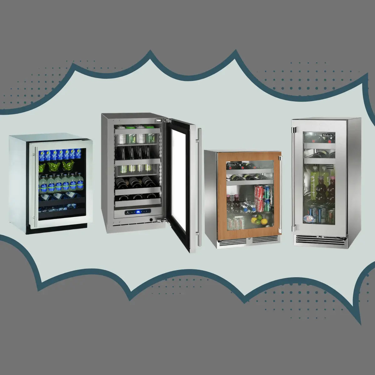 Single zone beverage centers collection featuring stainless steel and glass-door compact drink refrigerators with adjustable shelves for consistent temperature storage in kitchens and home bars.