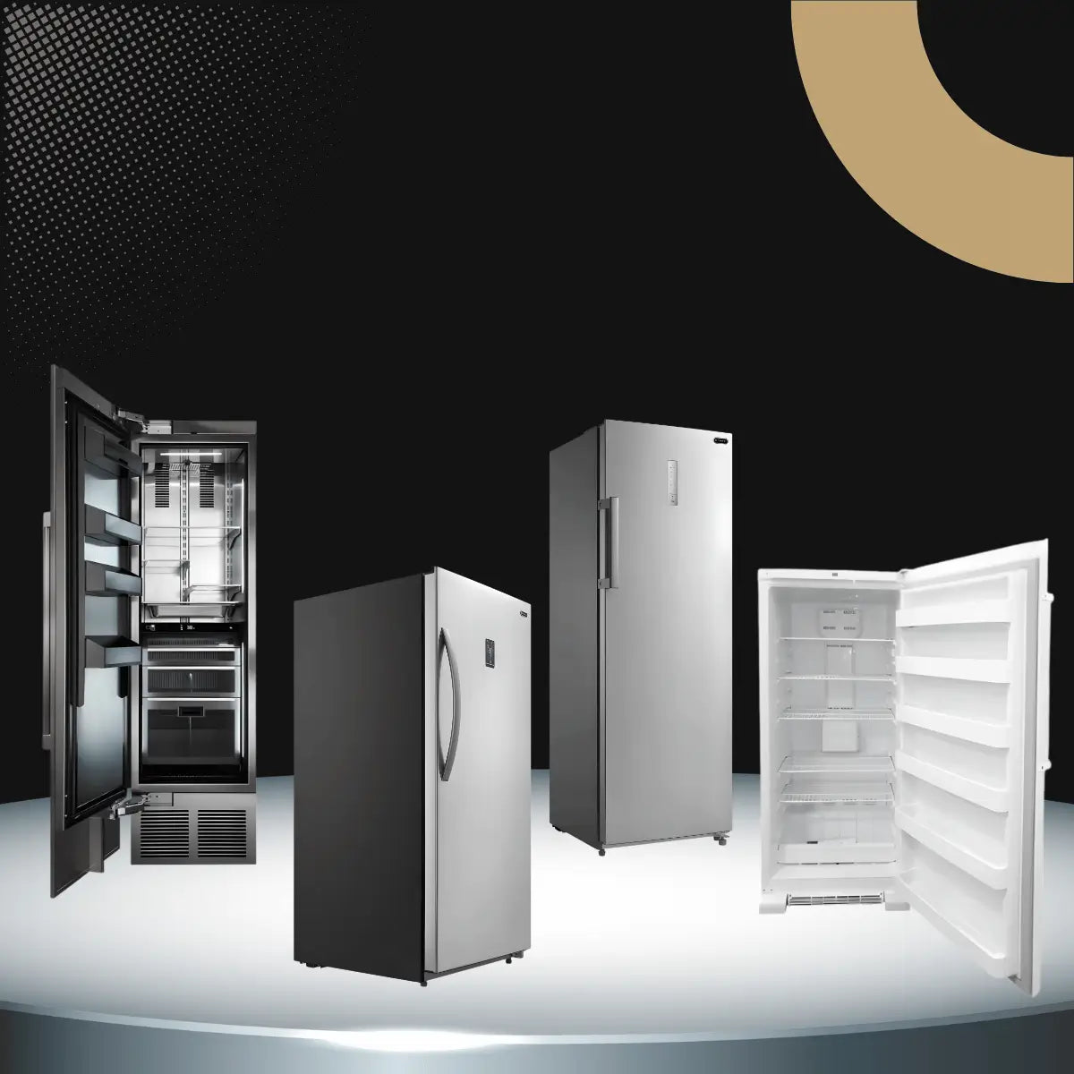Upright refrigerators collection featuring tall single-door refrigerators with adjustable shelves and spacious food storage for kitchens and commercial use