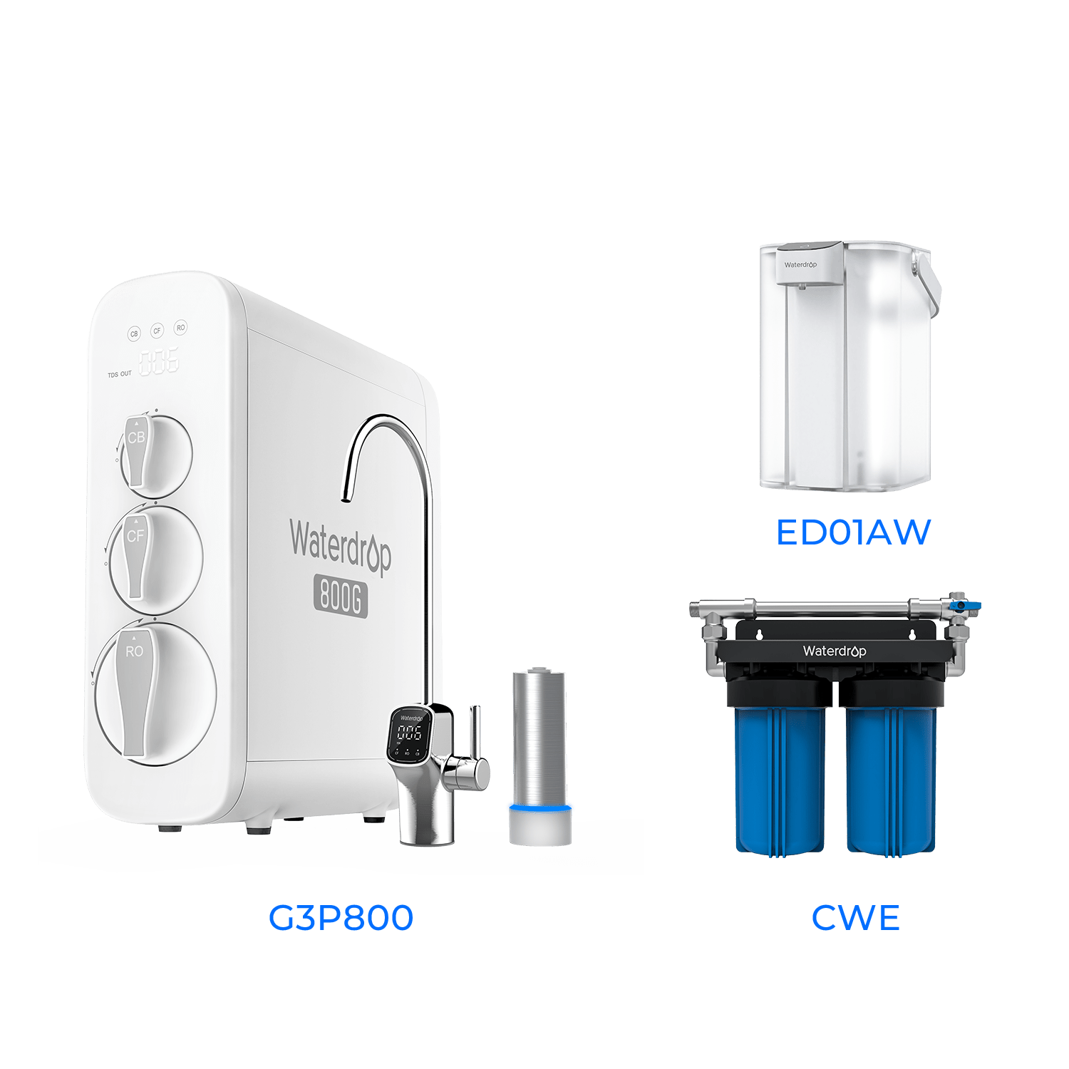 800 GPD Tankless RO System with UV Sterilizing Light - Waterdrop G3P800 Bundles Water Filters G3P800+CWE+ED01AW Luxury Appliances Direct