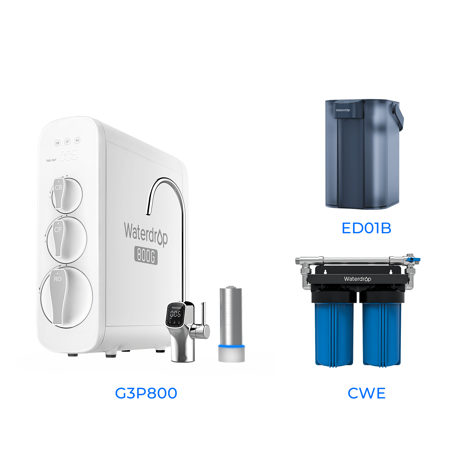 800 GPD Tankless RO System with UV Sterilizing Light - Waterdrop G3P800 Bundles Water Filters G3P800+CWE+ED01B Luxury Appliances Direct