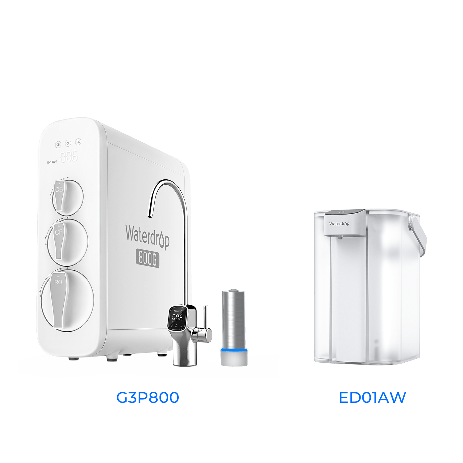 800 GPD Tankless RO System with UV Sterilizing Light - Waterdrop G3P800 Bundles Water Filters G3P800+ED01AW Luxury Appliances Direct