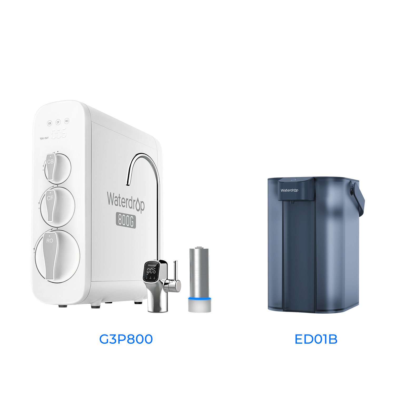 800 GPD Tankless RO System with UV Sterilizing Light - Waterdrop G3P800 Bundles Water Filters G3P800+ED01B Luxury Appliances Direct