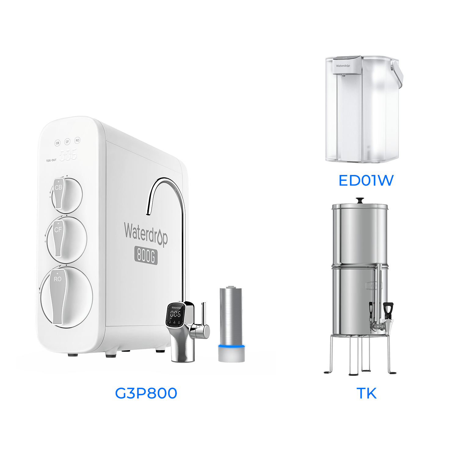 800 GPD Tankless RO System with UV Sterilizing Light - Waterdrop G3P800 Bundles Water Filters G3P800+ED01W+TK Luxury Appliances Direct