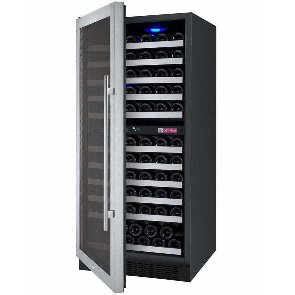 Allavino 121 Bottle  FlexCount II Tru-Vino Dual Zone Stainless Steel Left Hinge Wine Cooler VSWR121-2SL20 I Luxury Appliances Direct