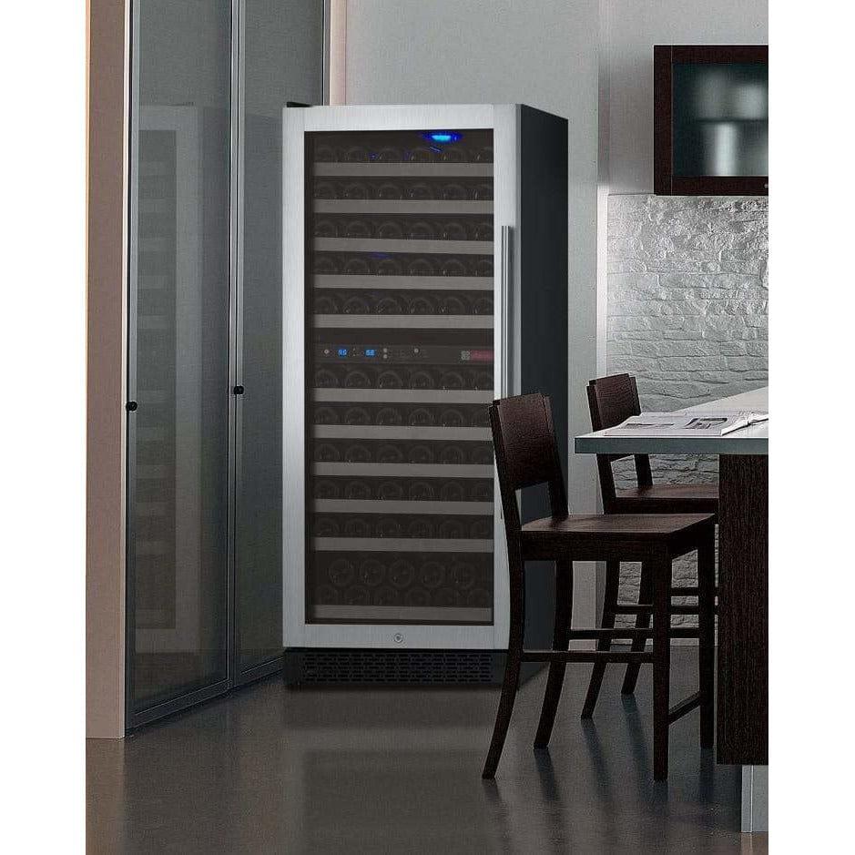 Allavino 121 Bottle  FlexCount II Tru-Vino Dual Zone Stainless Steel Left Hinge Wine Cooler VSWR121-2SL20 I Luxury Appliances Direct